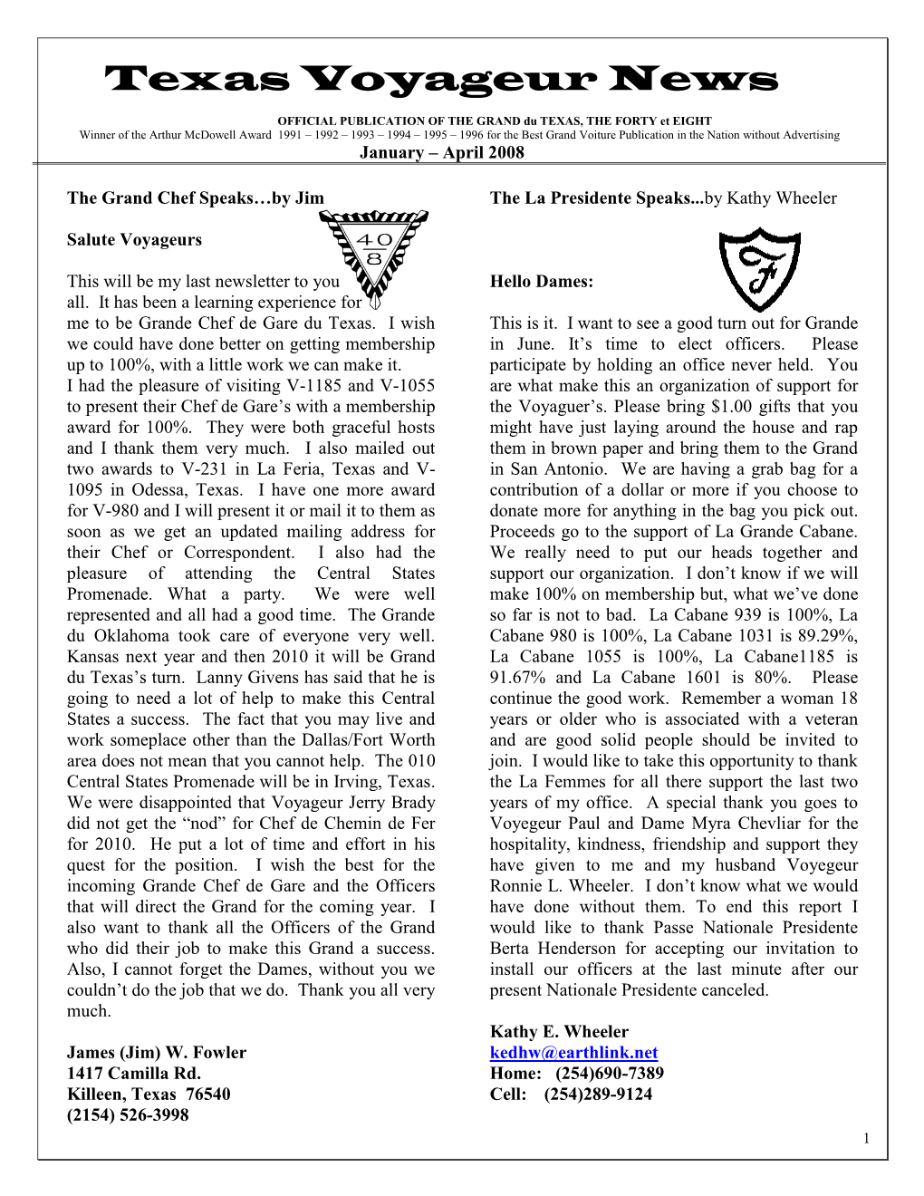 OFFICIAL PUBLICATION of the GRAND Du TEXAS, the FORTY Et