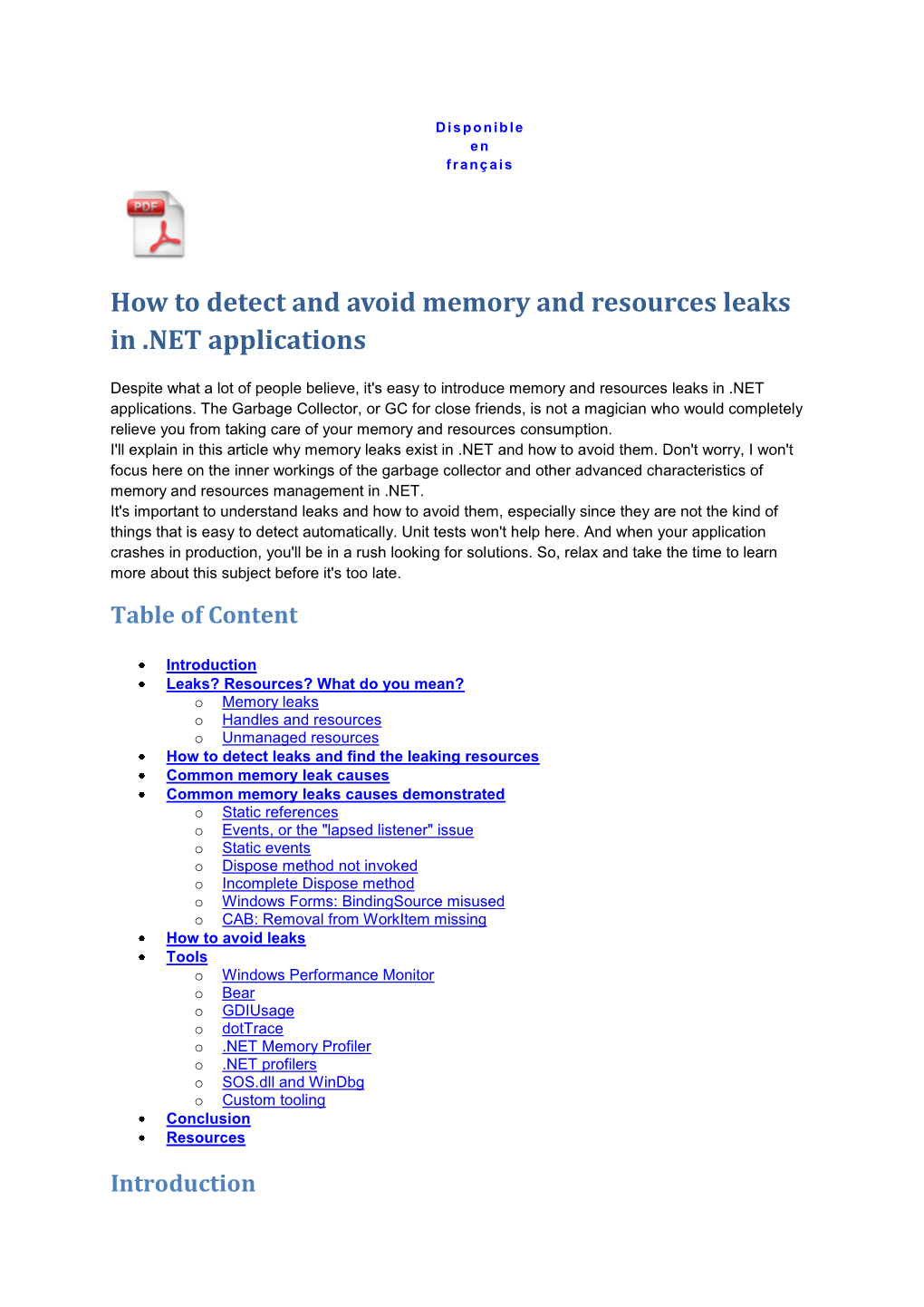 How to Detect and Avoid Memory and Resources Leaks in .NET Applications