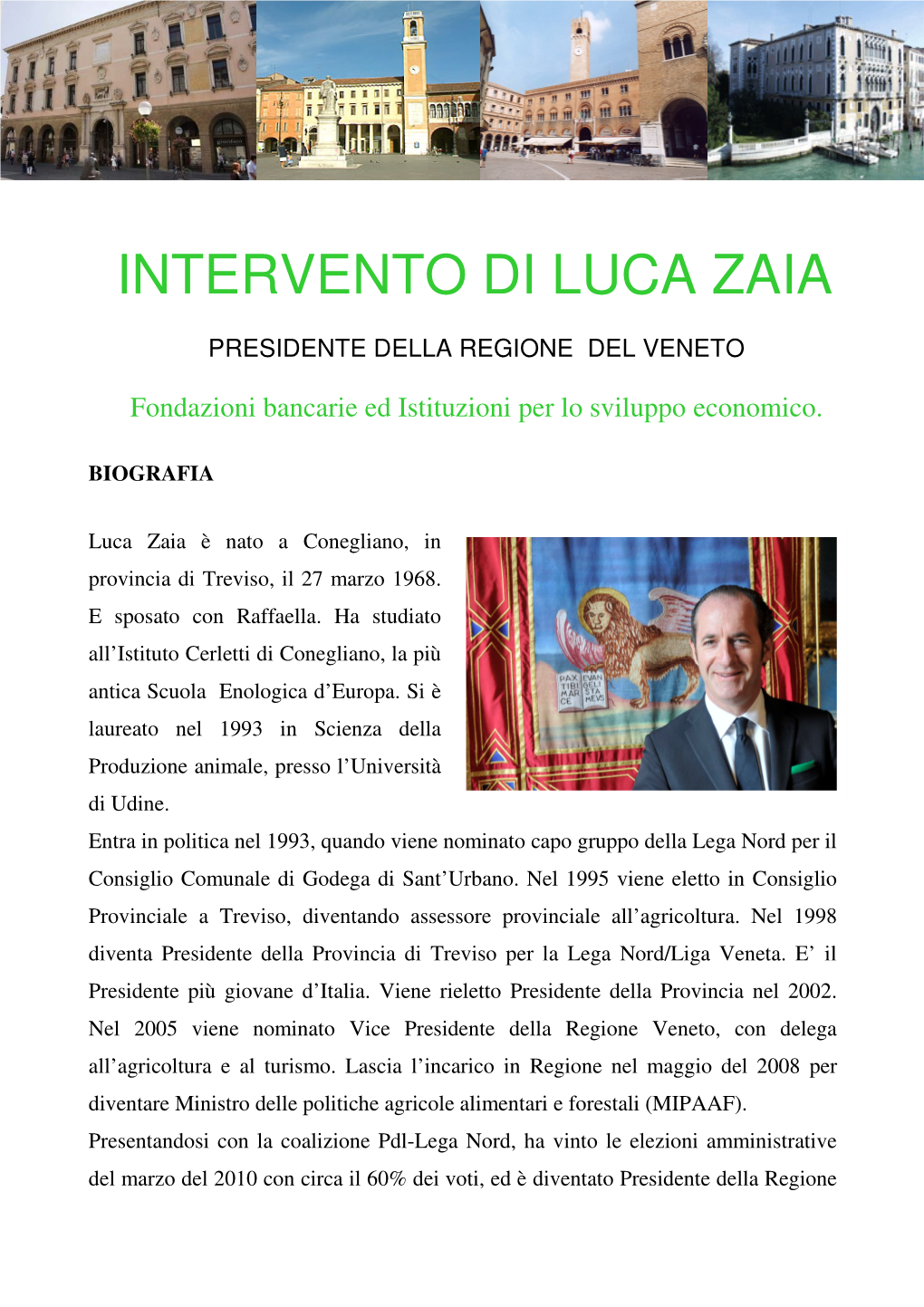 Intervento Di Luca Zaia