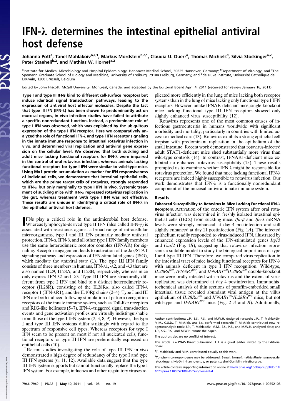 IFN-Λ Determines the Intestinal Epithelial Antiviral Host Defense