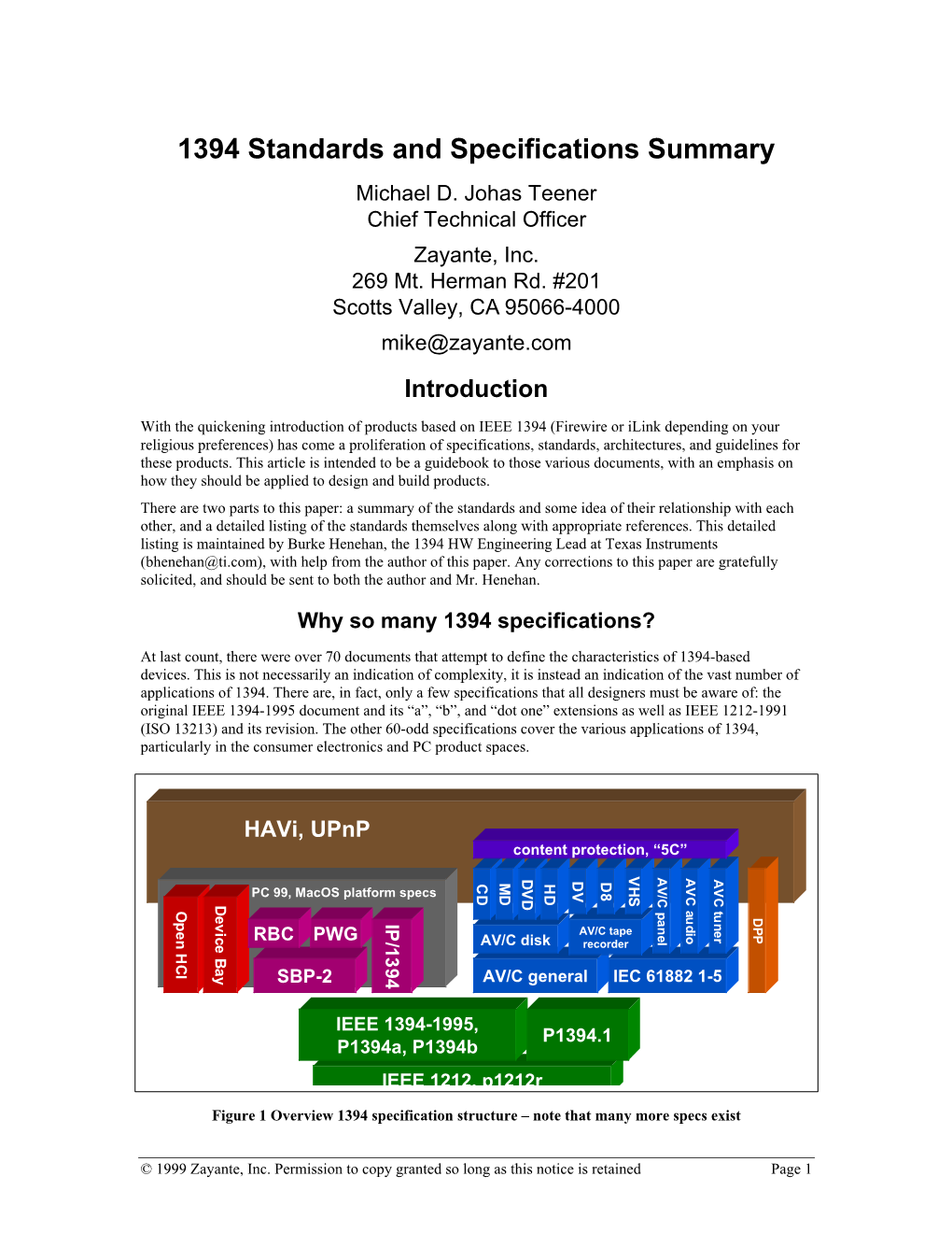 1394 Standards and Specifications Summary Michael D