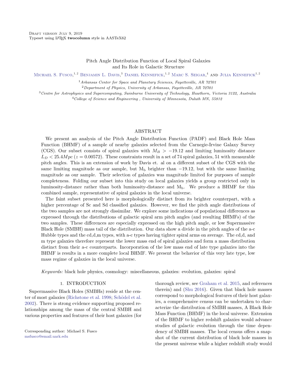 Pitch Angle Distribution Function of Local Spiral Galaxies and Its Role in Galactic Structure Michael S