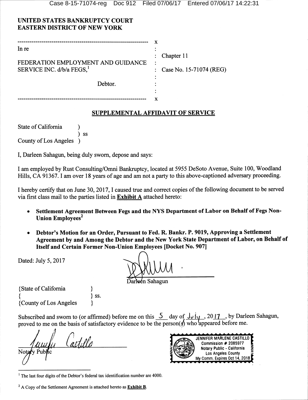 Case 8-15-71074-Reg Doc 912 Filed 07/06/17 Entered 07/06/17 14:22:31 Case 8-15-71074-Reg Doc 912 Filed 07/06/17 Entered 07/06/17 14:22:31