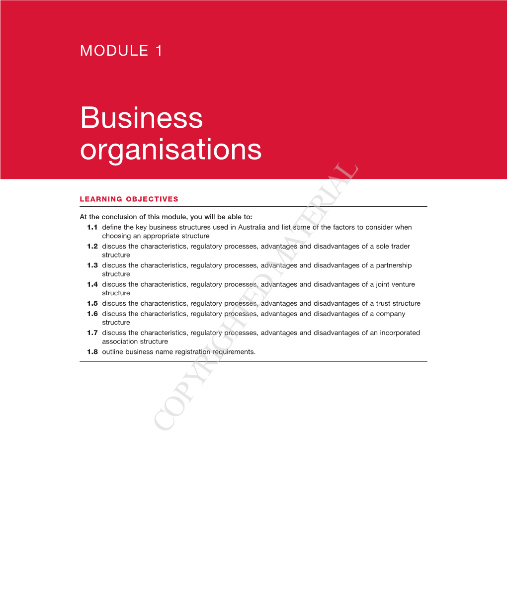 Business Organisations