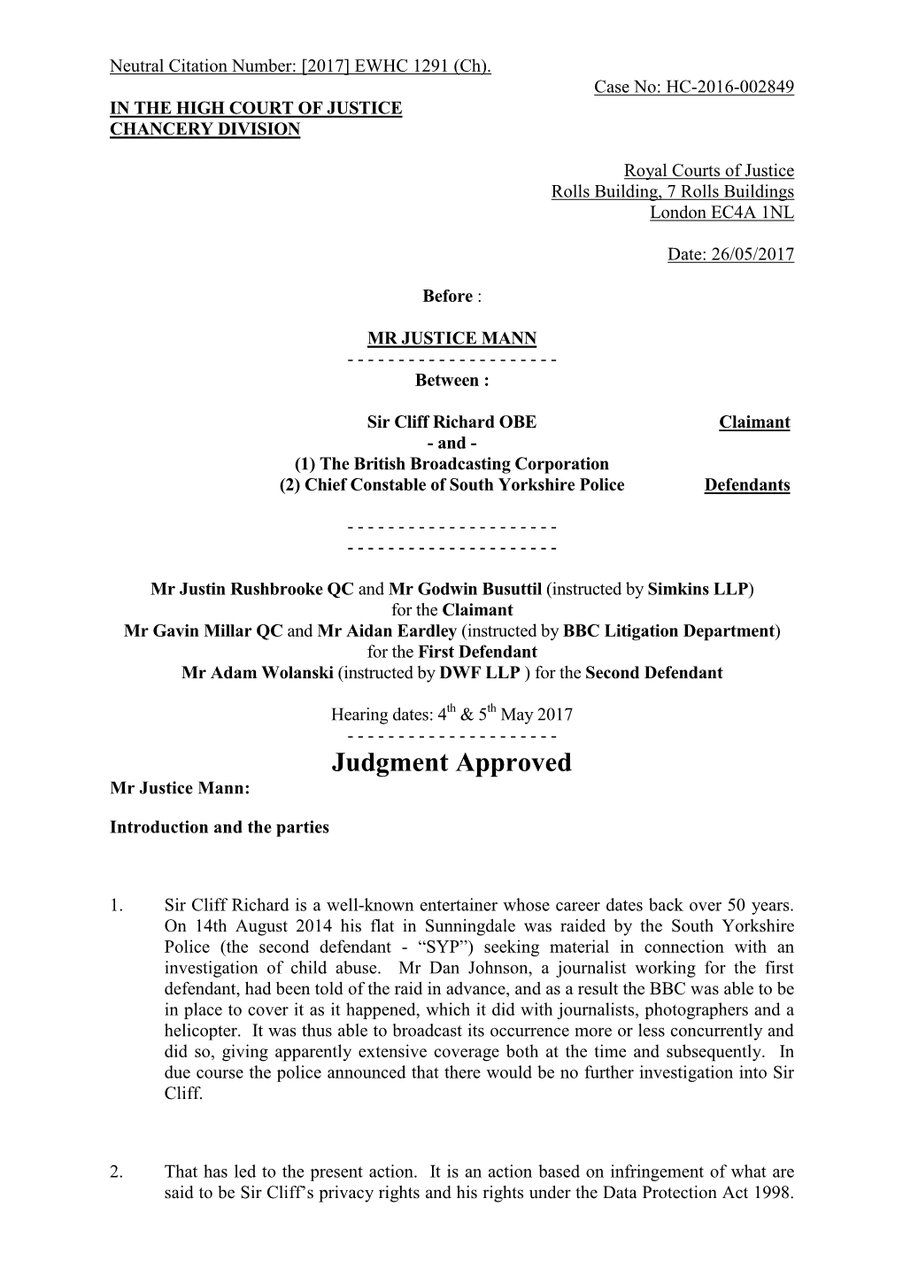 High Court Judgment Template