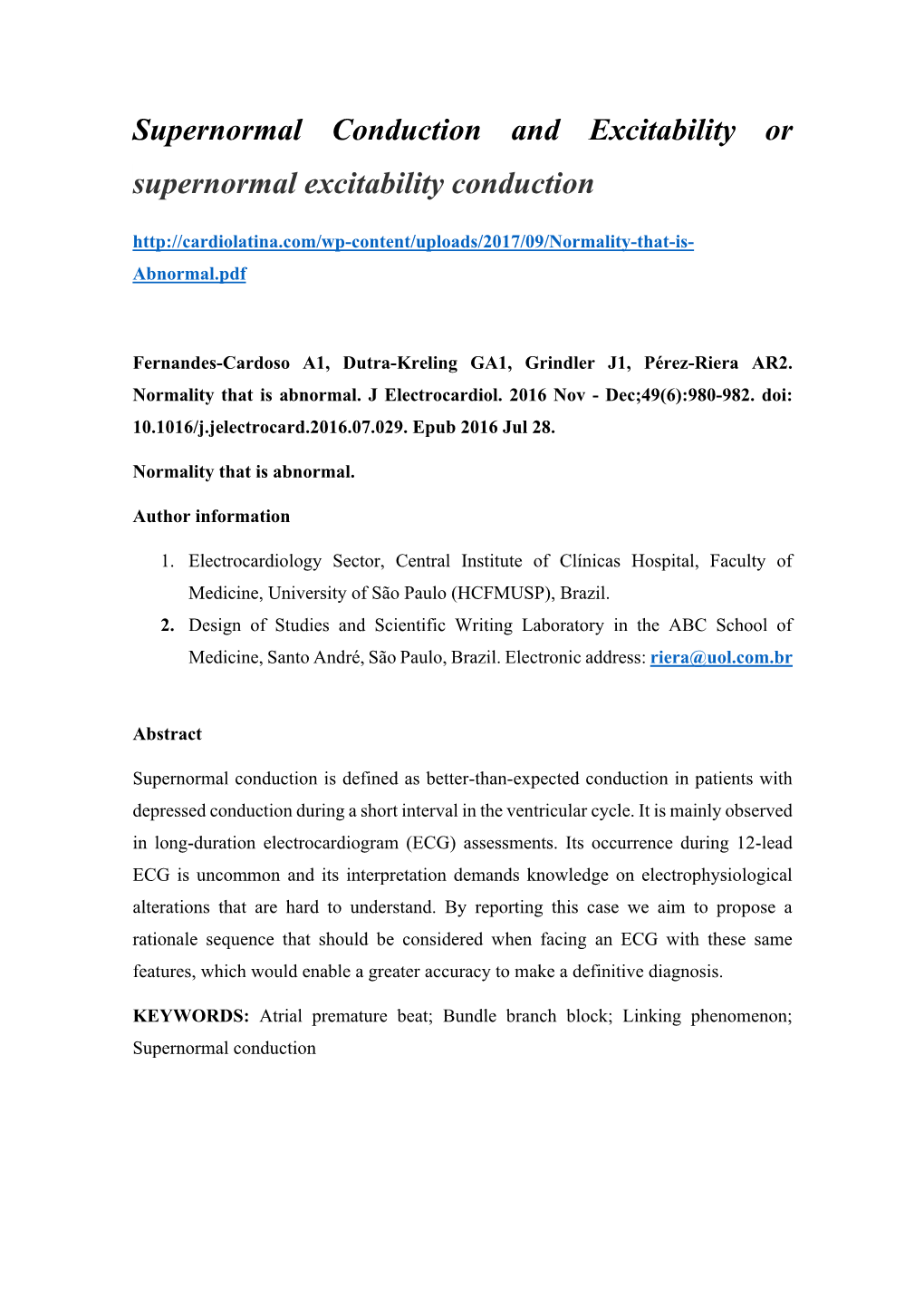 Supernormal Conduction and Excitability Or Supernormal Excitability Conduction Abnormal.Pdf