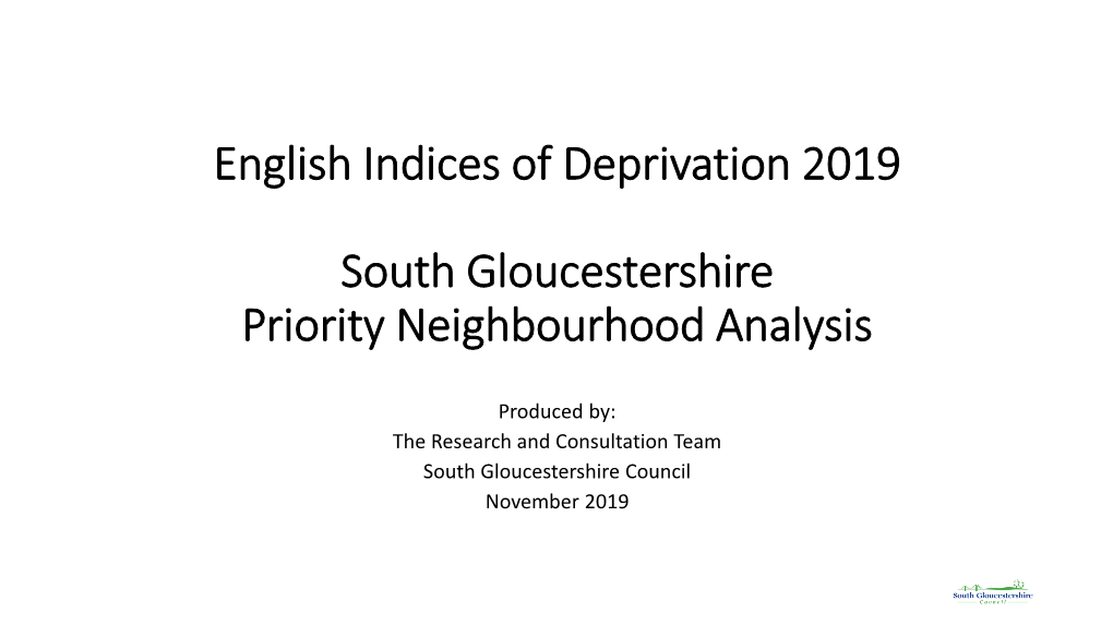 English Indices of Deprivation 2019 South Gloucestershire Priority