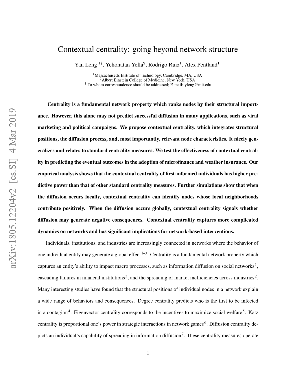 Contextual Centrality: Going Beyond Network Structure