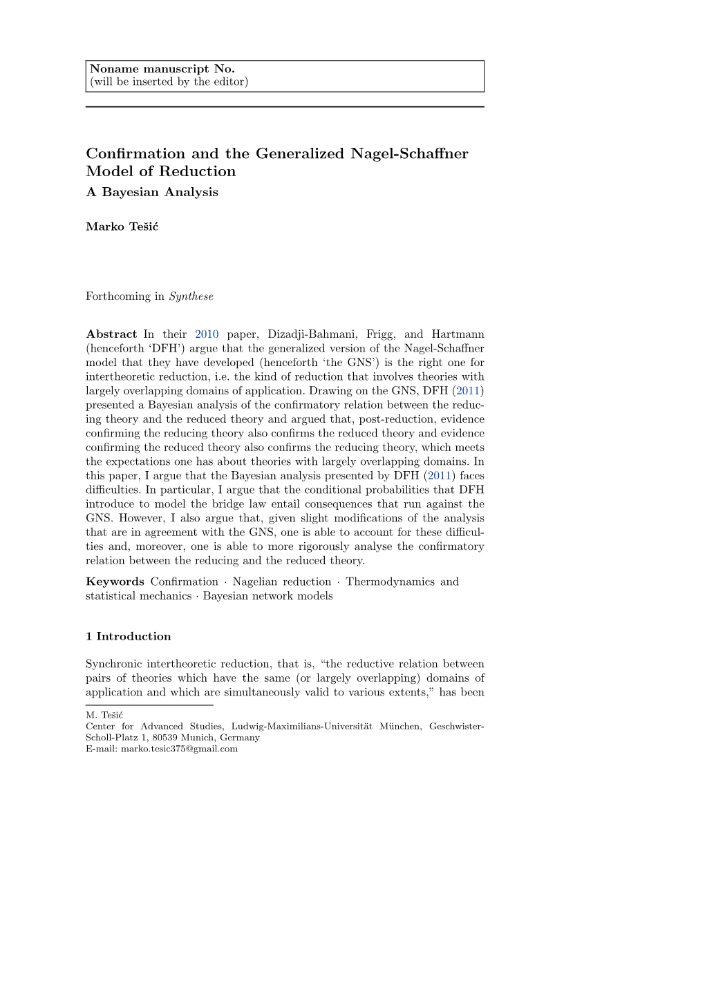 Confirmation and the Generalized Nagel-Schaffner Model of Reduction