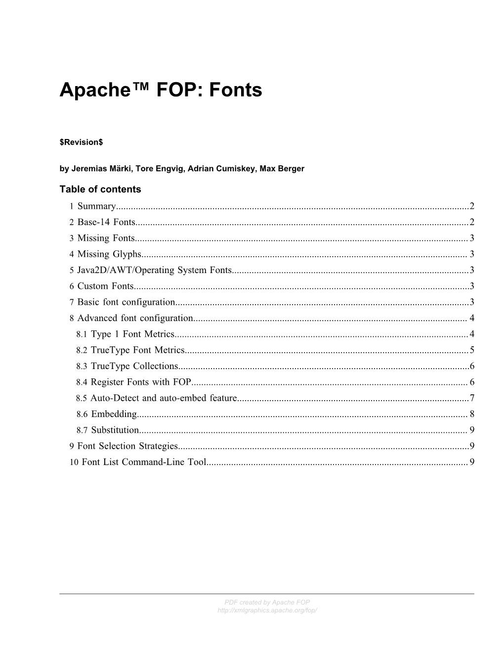 Apache™ FOP: Fonts
