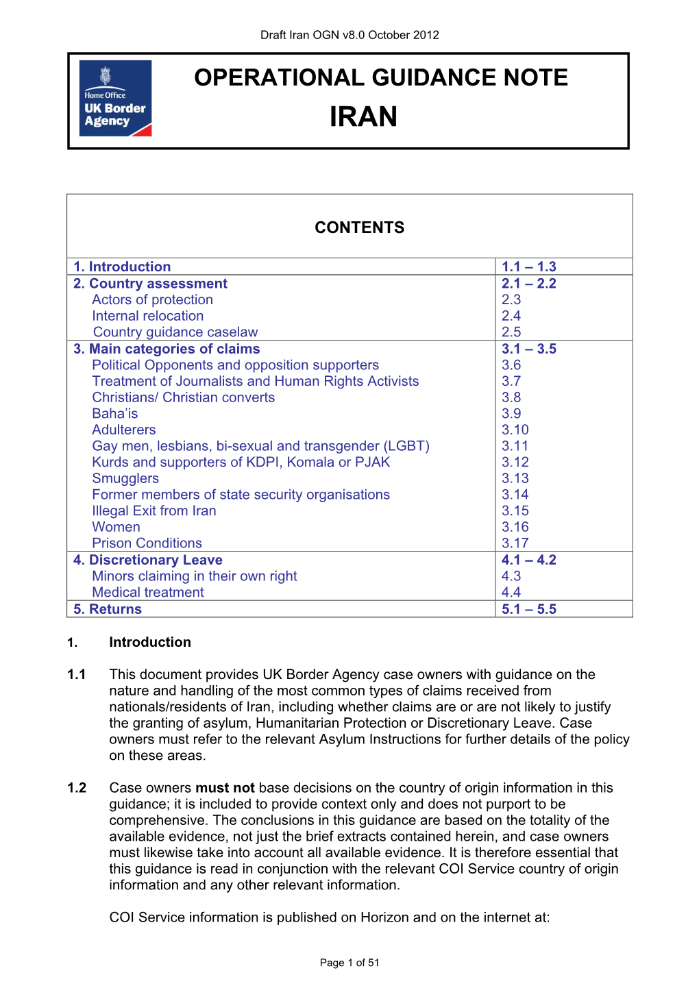 Operational Guidance Note