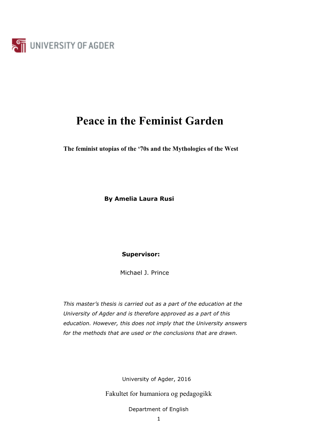 Peace in the Feminist Garden