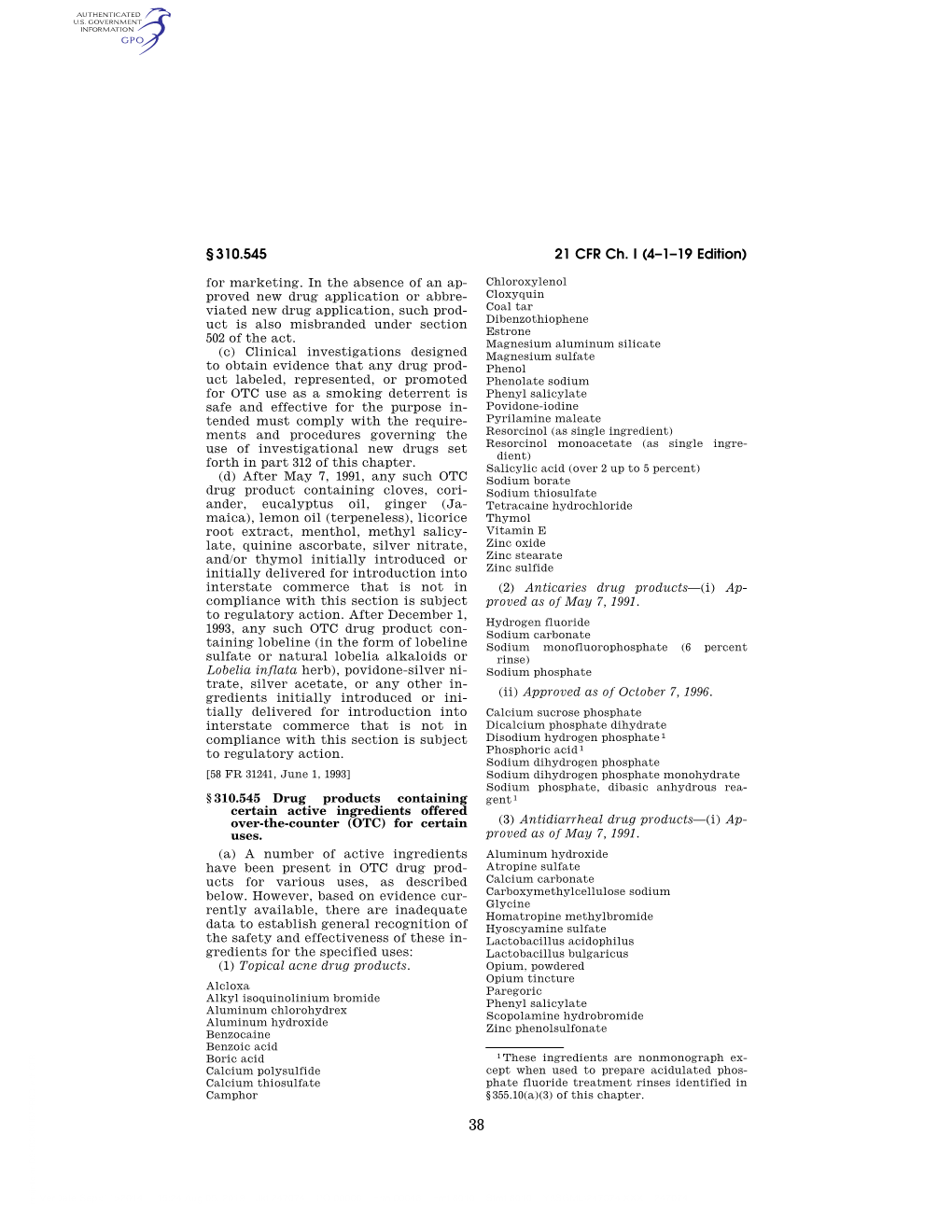 21 CFR Ch. I (4–1–19 Edition) § 310.545