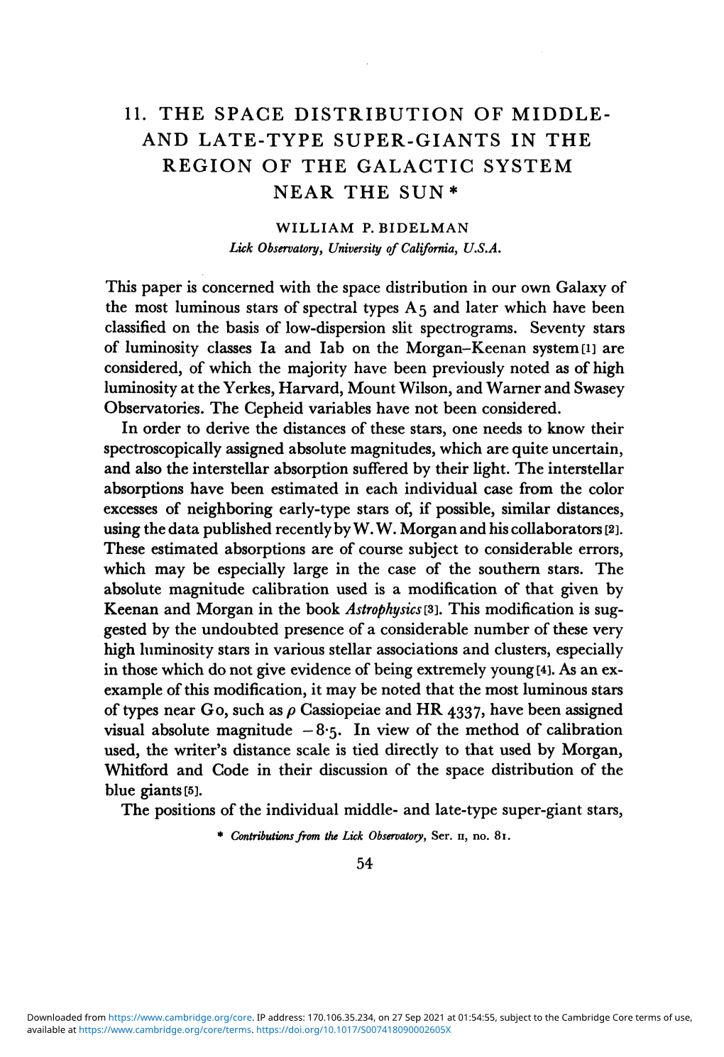 11. the Space Distribution of Middle- and Late-Type Super-Giants in the Region of the Galactic System Near the Sun*