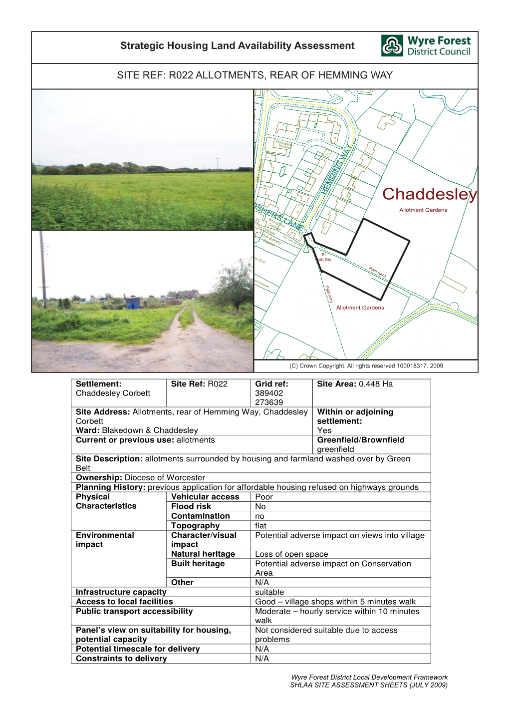 View the Site Assessment Sheets For