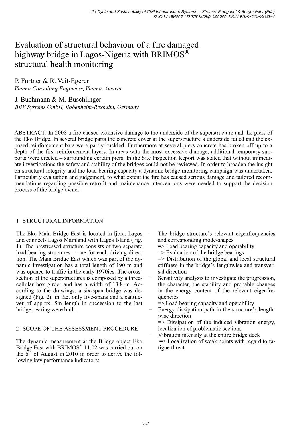 Evaluation of Structural Behaviour of a Fire Damaged Highway Bridge in Lagos-Nigeria with BRIMOS® Structural Health Monitoring