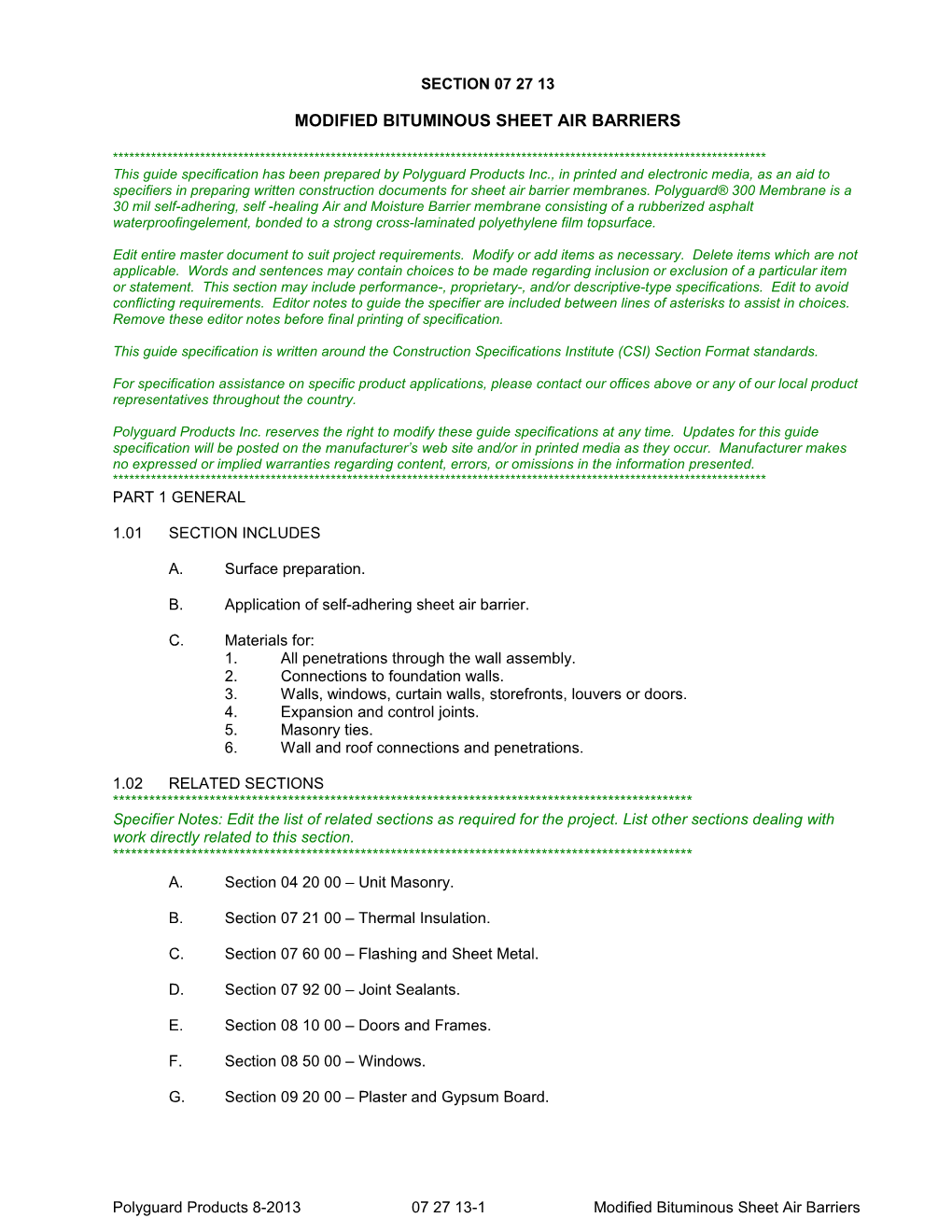 Polyguard 400 Sheet Membrane Guide Spec 072713