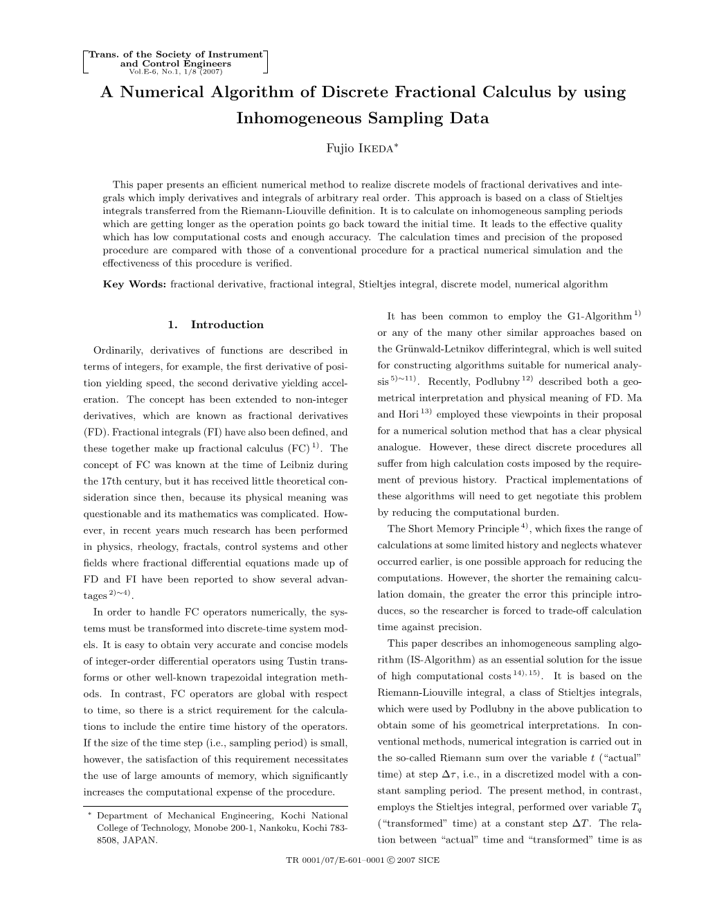 A Numerical Algorithm of Discrete Fractional Calculus by Using Inhomogeneous Sampling Data