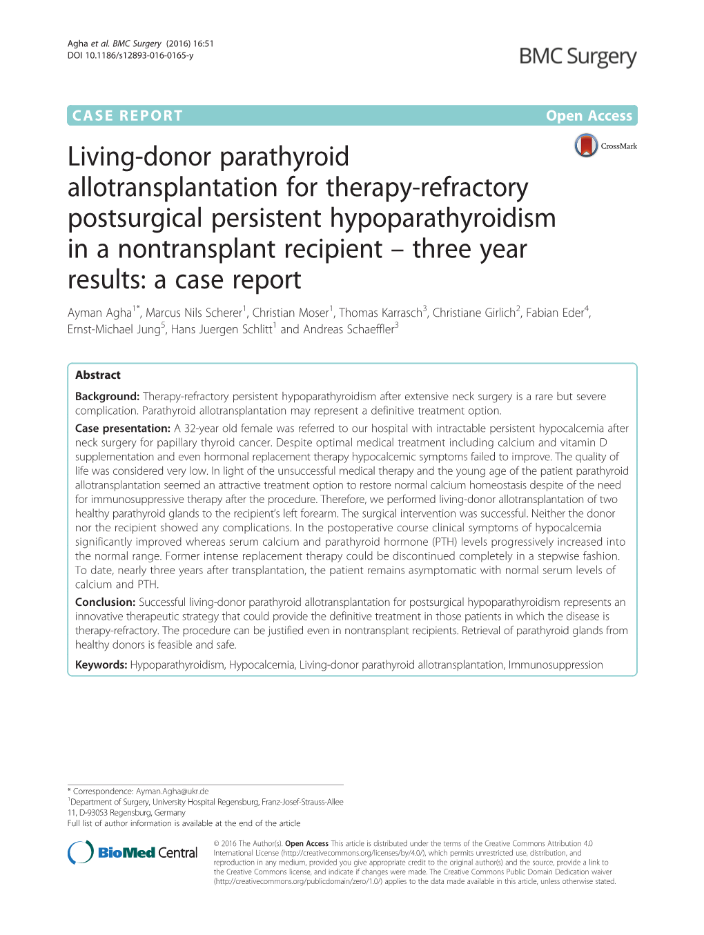 Living-Donor Parathyroid Allotransplantation for Therapy