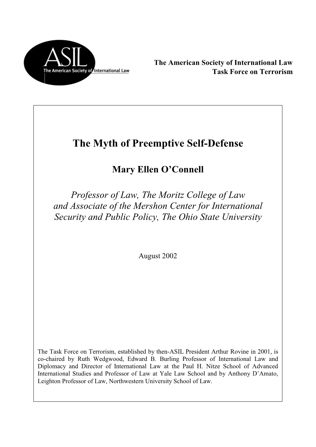 The Myth of Preemptive Self-Defense