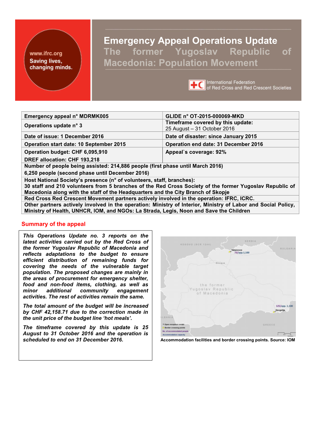 The Former Yugoslav Republic of Macedonia: Population Movement