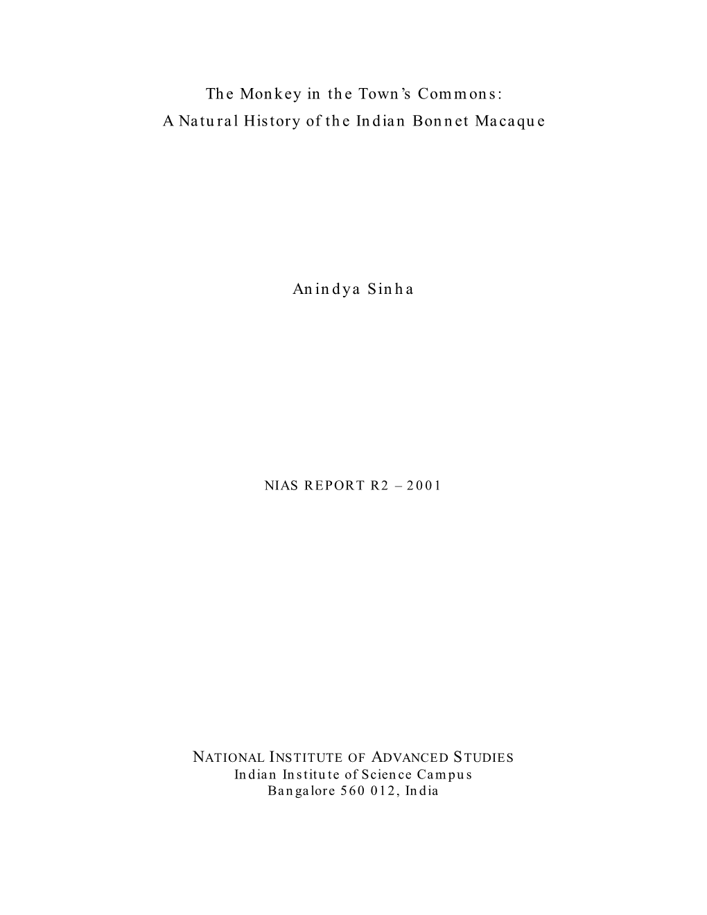 The Monkey in the Town's Commons: a Natural History of the Indian