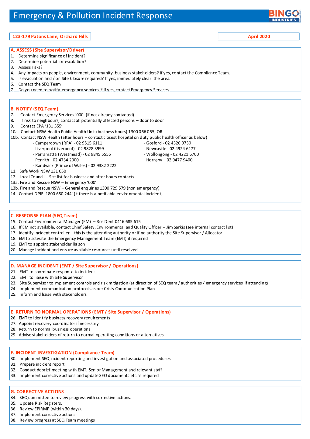 Emergency & Pollution Incident Response