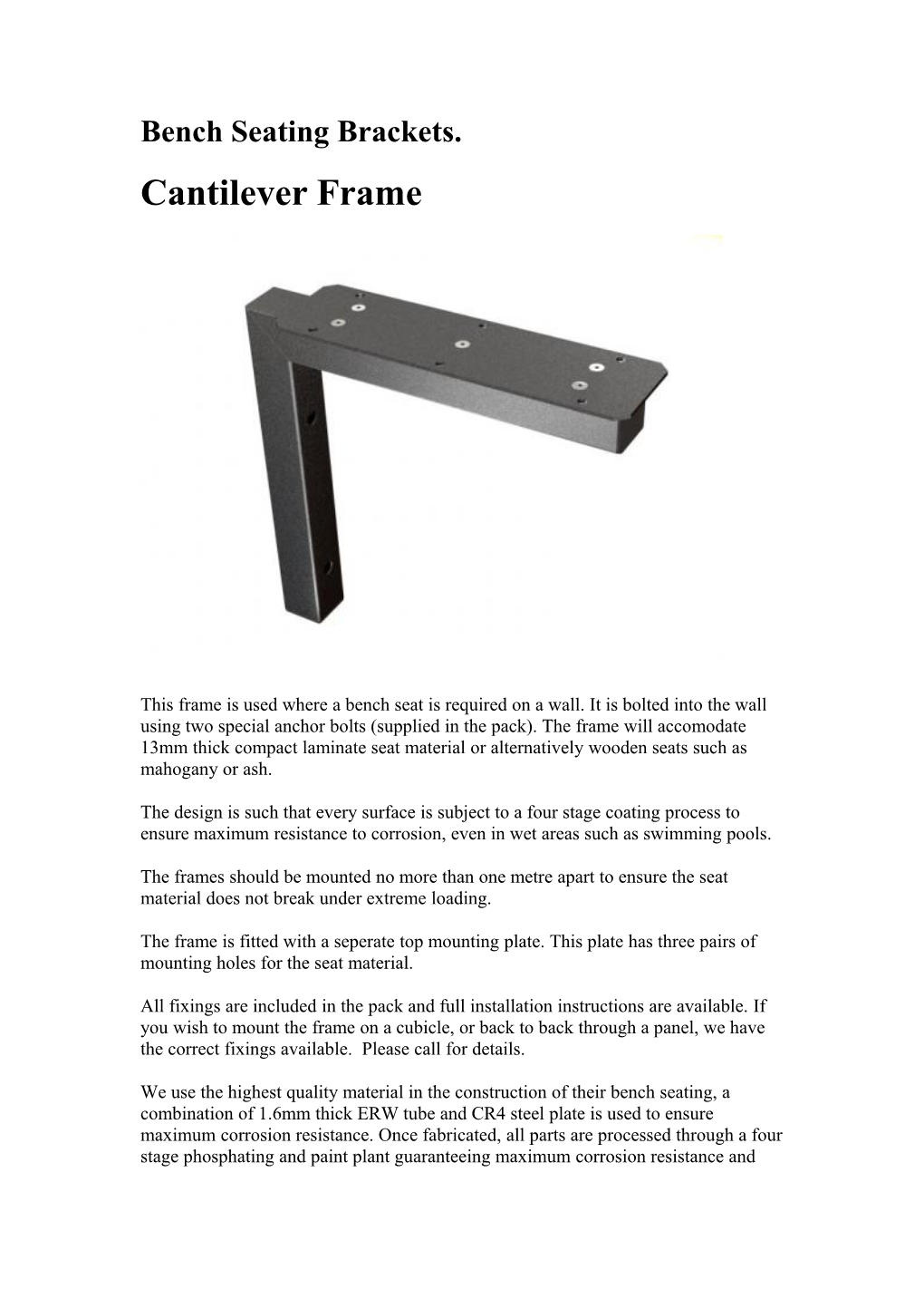 Bench Seating Brackets