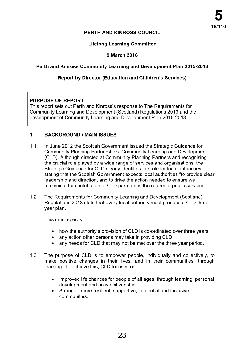 Perth and Kinross Community Learning and Development Plan 2015-2018