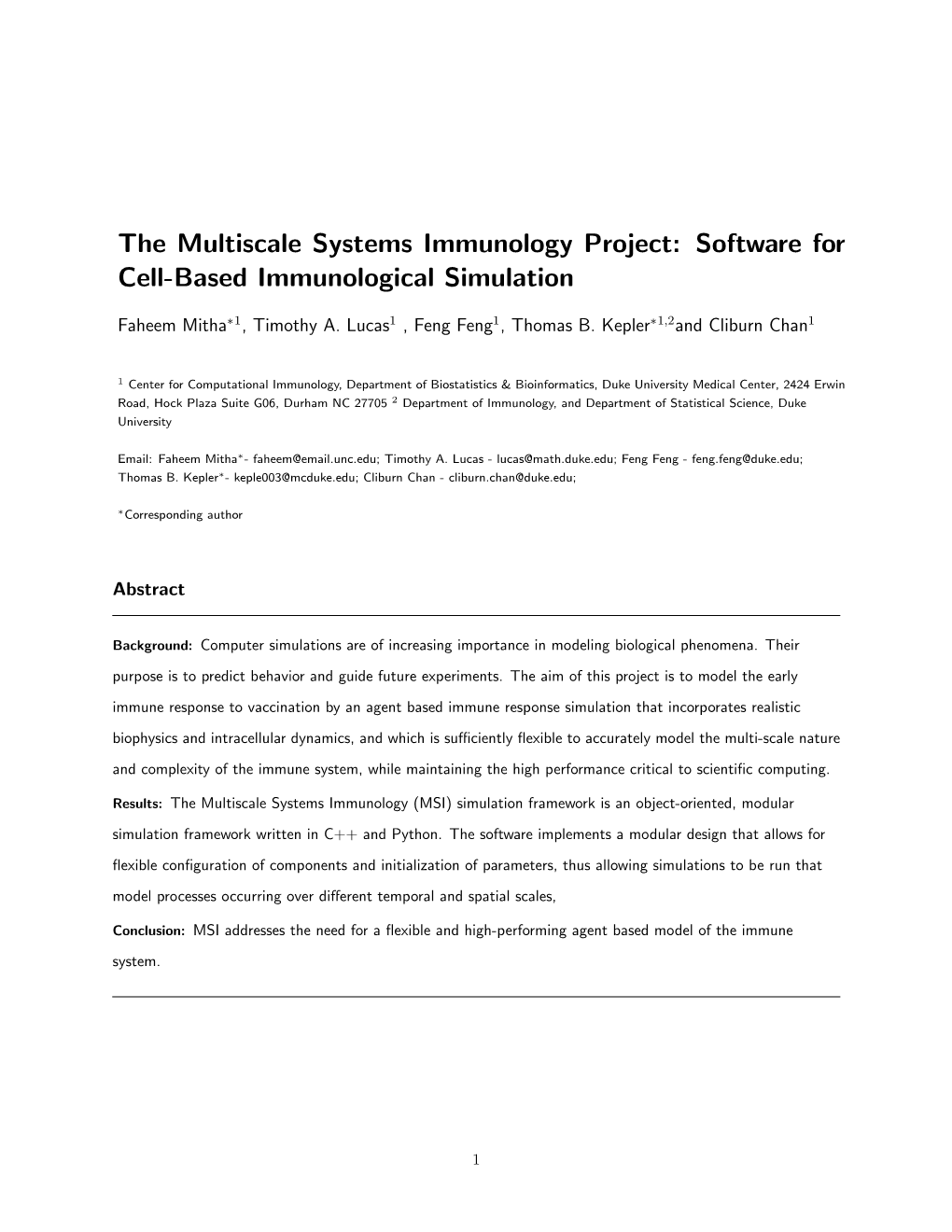 The Multiscale Systems Immunology Project: Software for Cell-Based Immunological Simulation