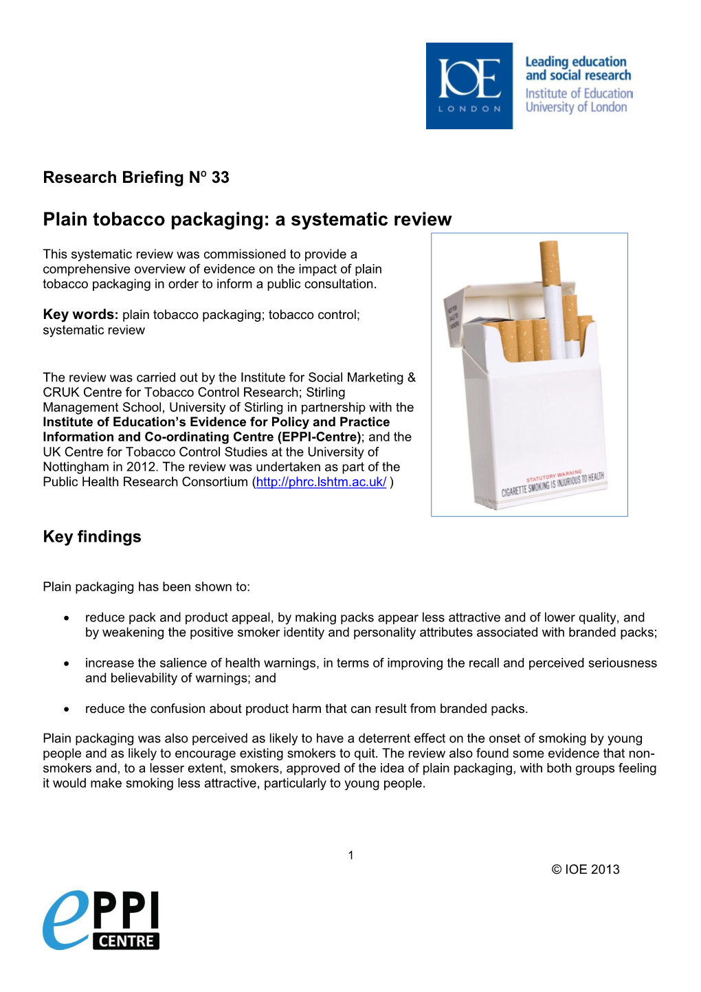 Plain Tobacco Packaging: a Systematic Review