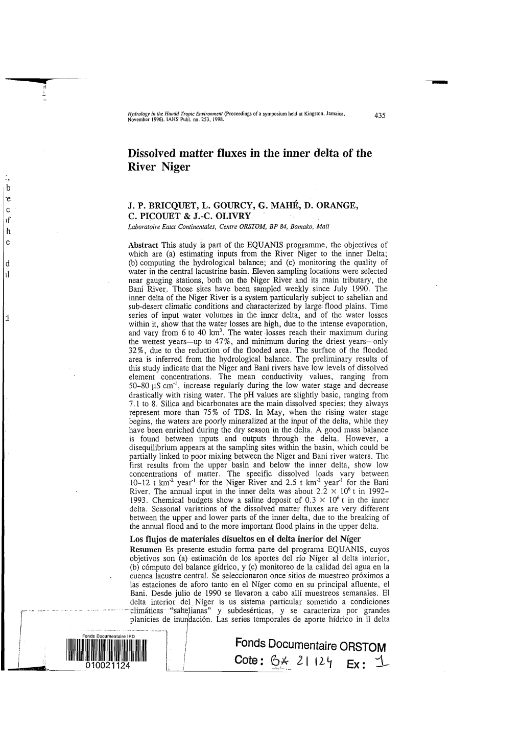 Dissolved Matter Fluxes in the Inner Delta of the River Niger