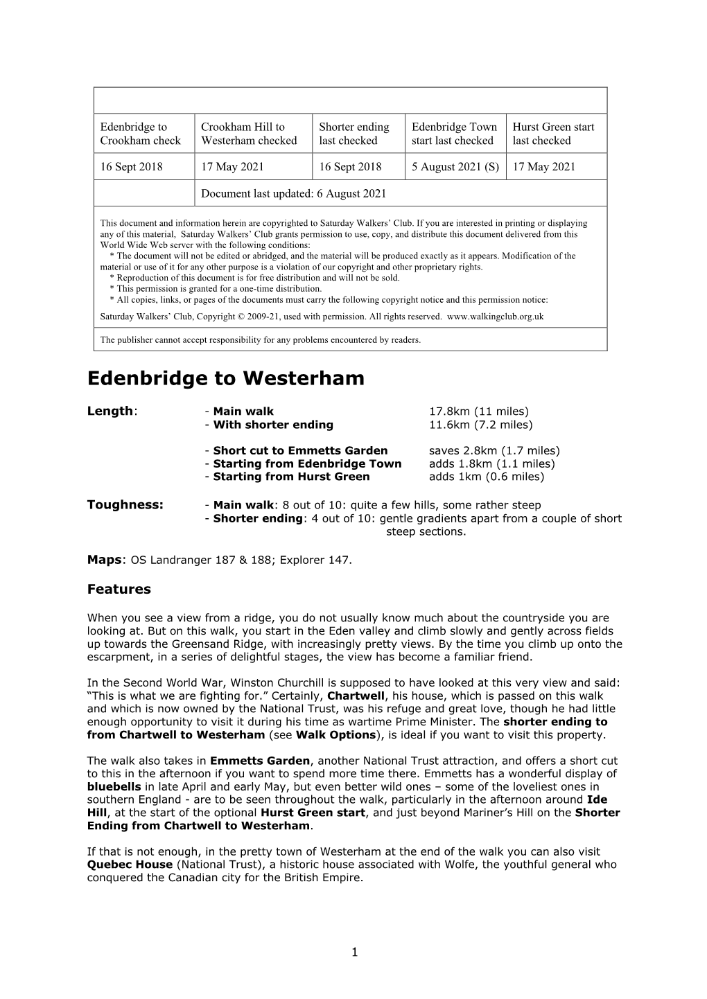 Edenbridge to Westerham