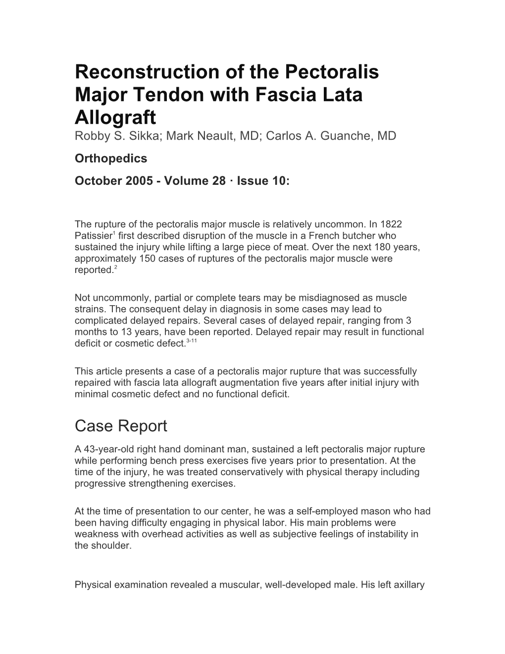 Reconstruction Of The Pectoralis Major Tendon With Fascia Lata Allograft Robby S Docslib 8115