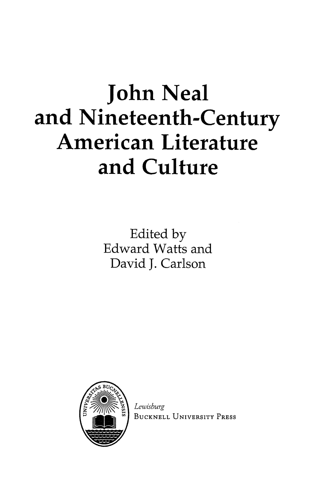 And Nineteenth-Century American Literature and Culture