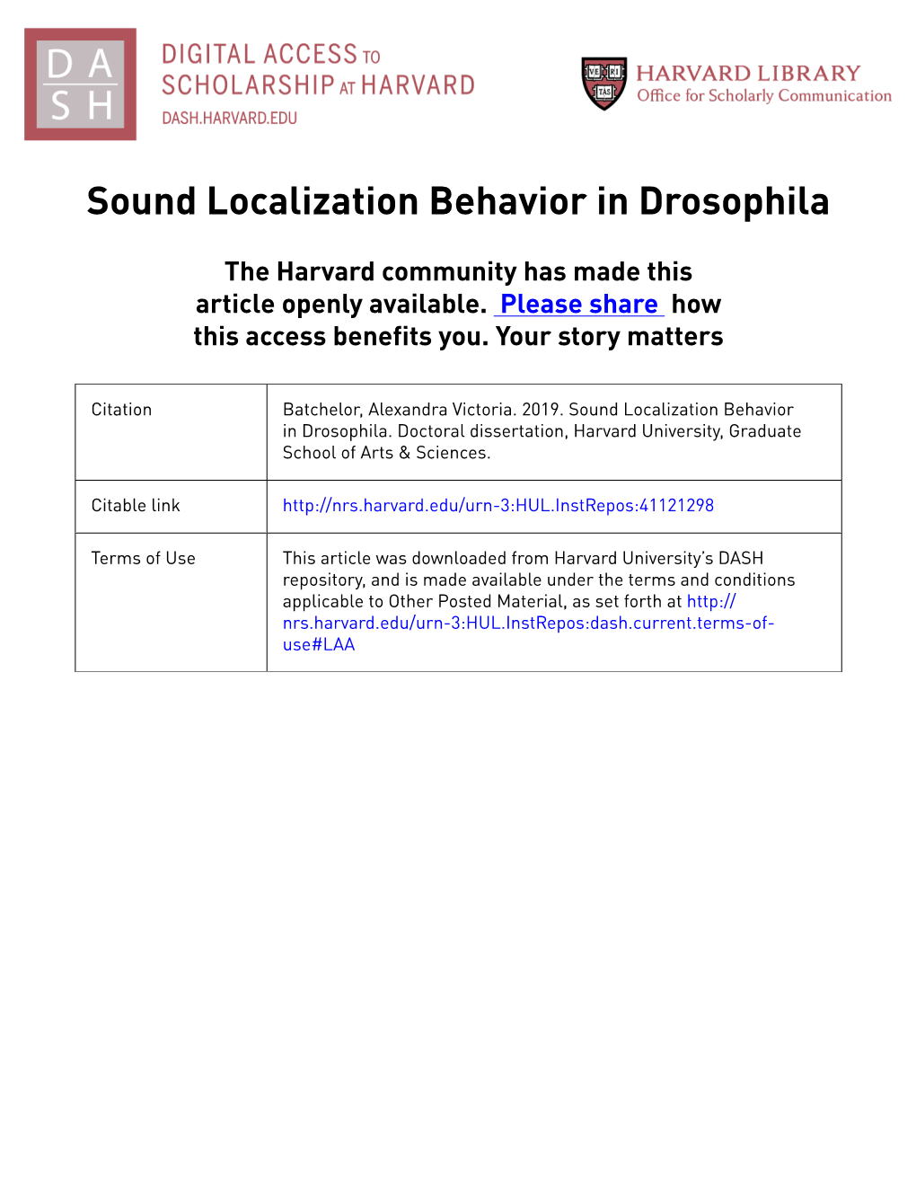 Sound Localization Behavior in Drosophila