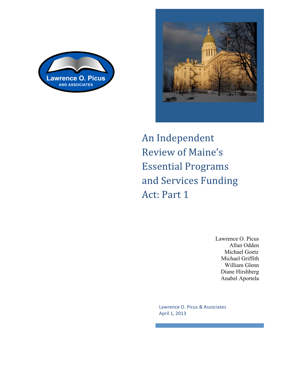 An Independent Review of Maine's Essential Programs and Services
