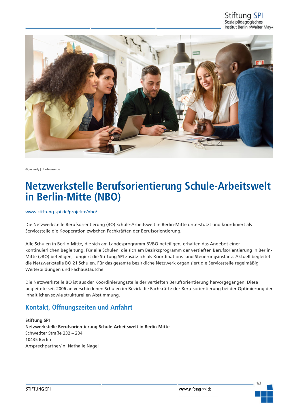 Netzwerkstelle Berufsorientierung Schule-Arbeitswelt in Berlin-Mitte (NBO)