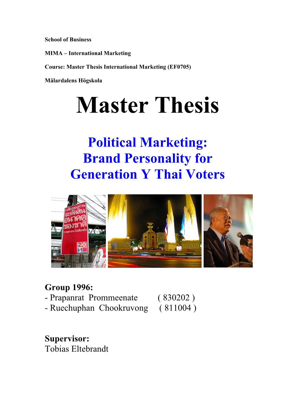 Master Thesis International Marketing (EF0705)