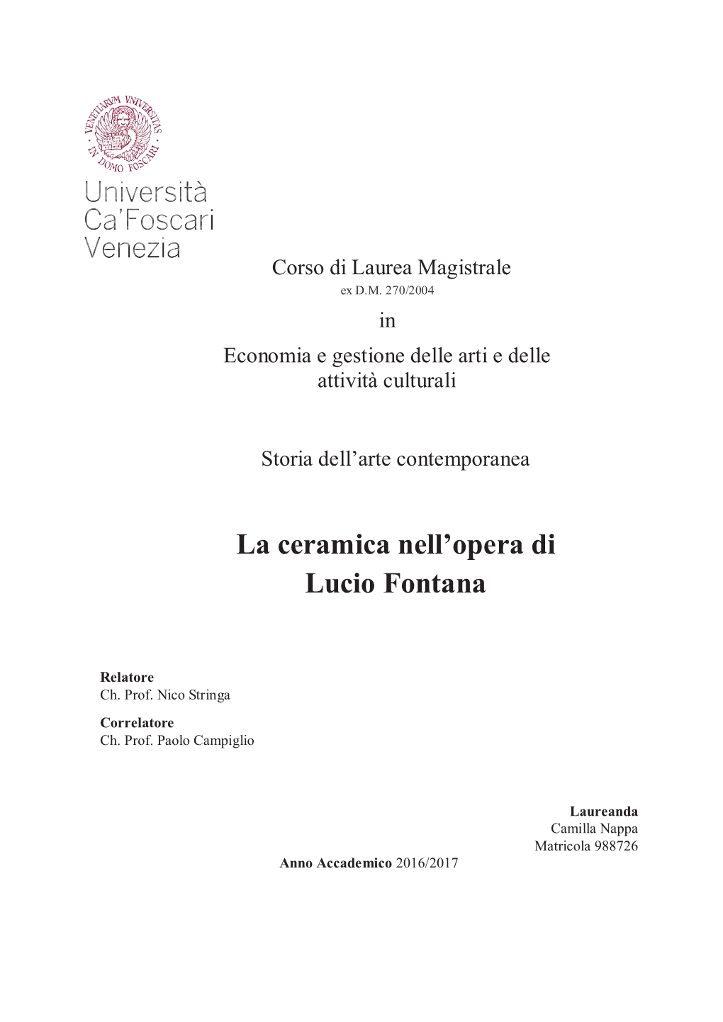 La Ceramica Nell'opera Di Lucio Fontana