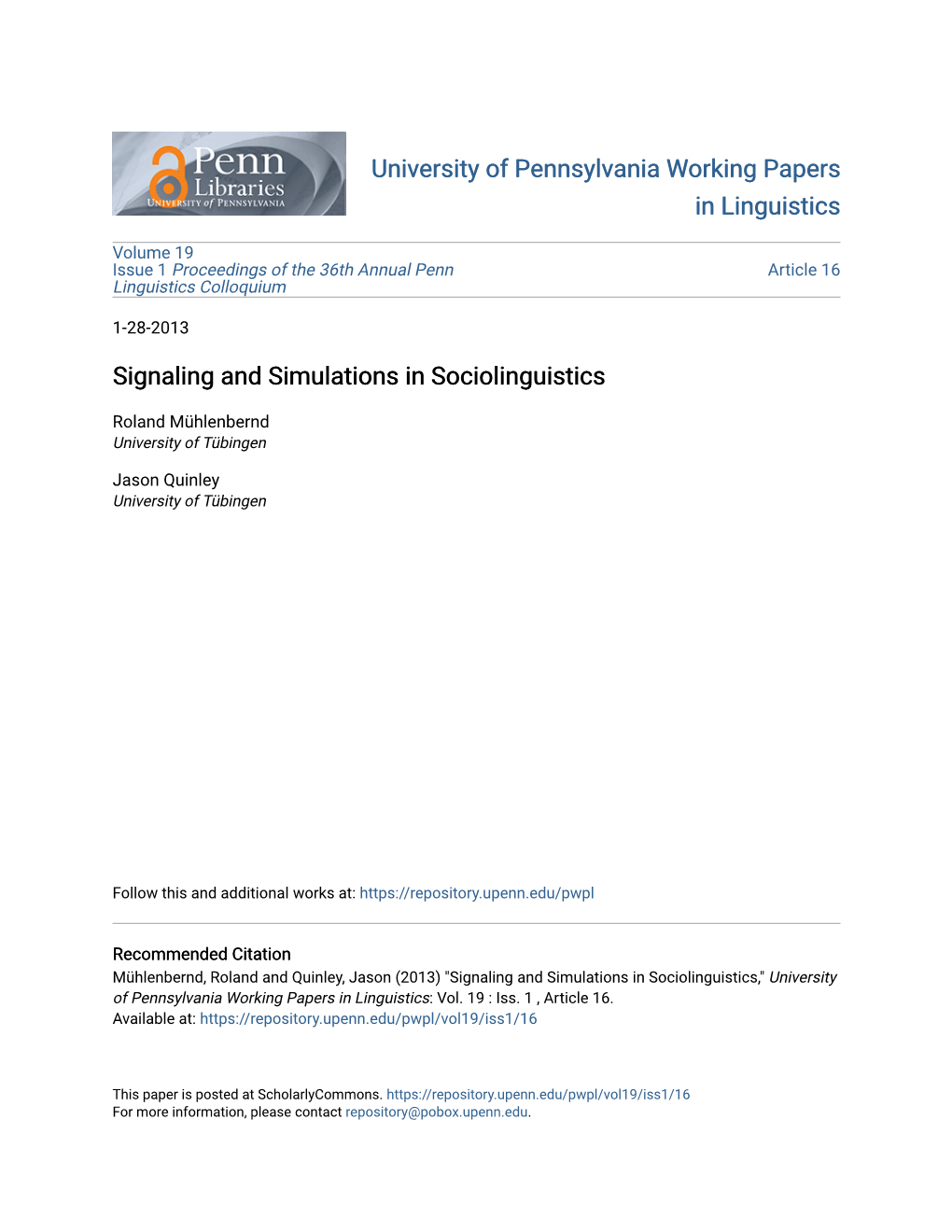 Signaling and Simulations in Sociolinguistics