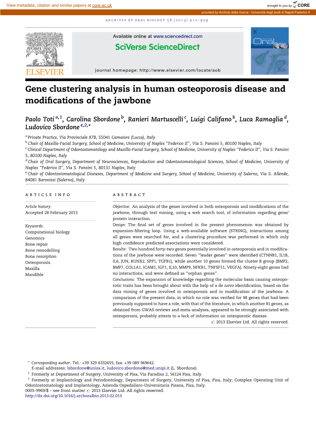 Gene Clustering Analysis in Human Osteoporosis Disease And