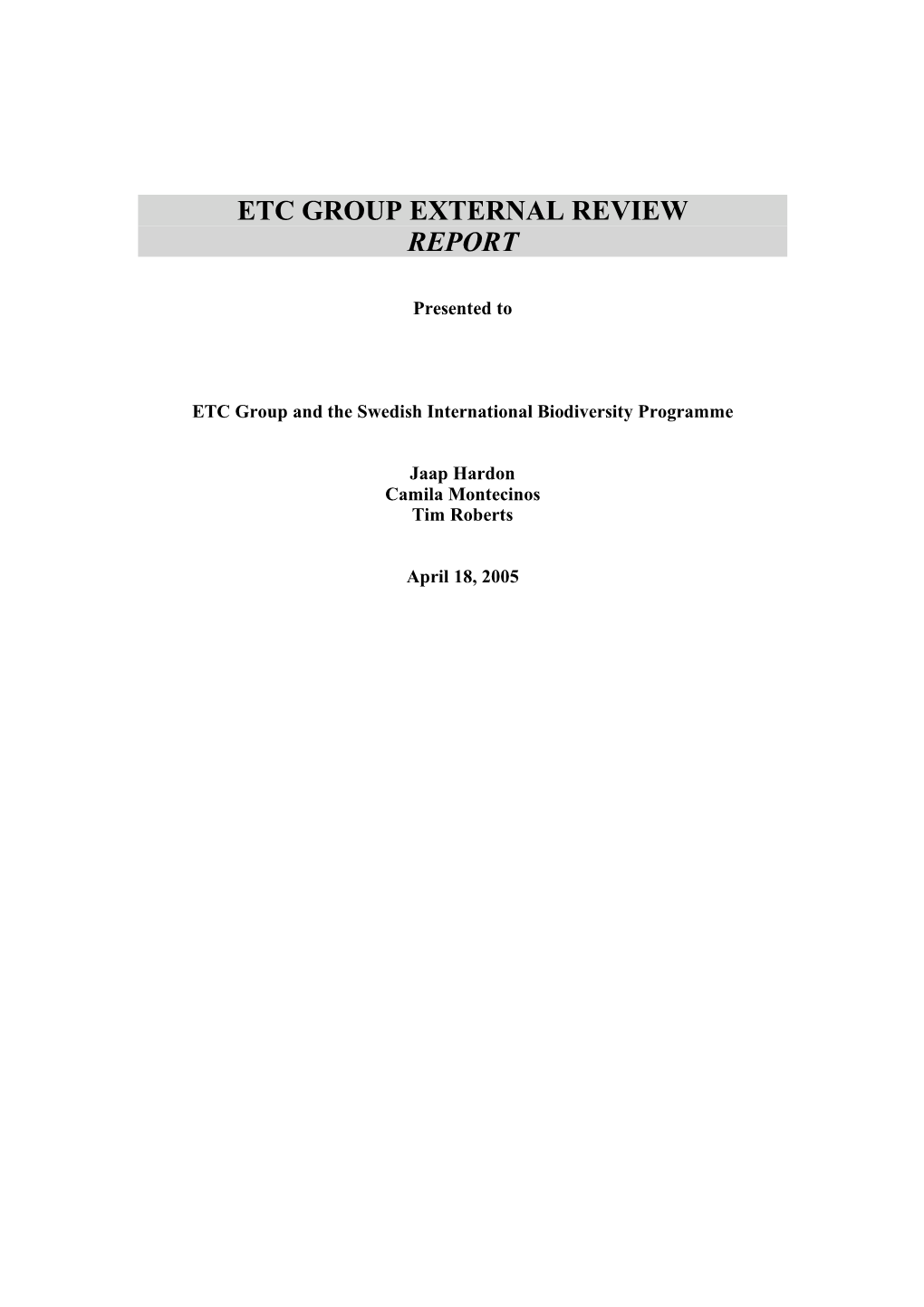 Etc Group External Review Report