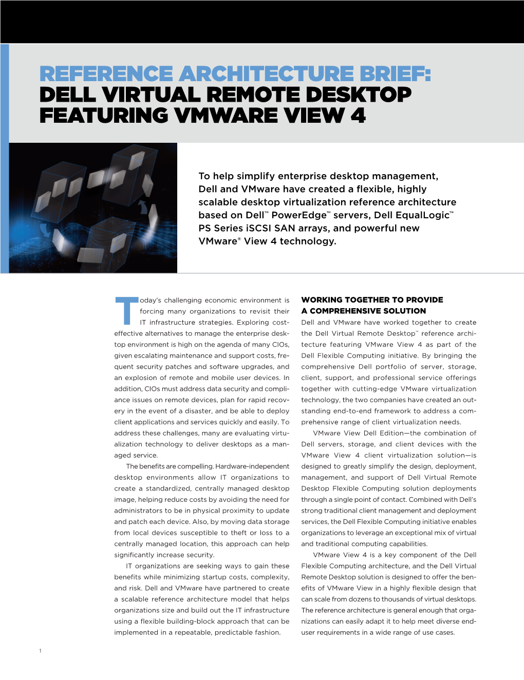 Dell Virtual Remote Desktop Featuring Vmware View 4