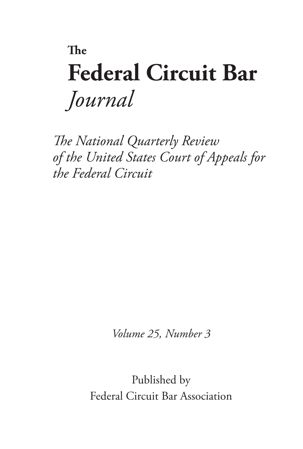 The Federal Circuit Bar Journal