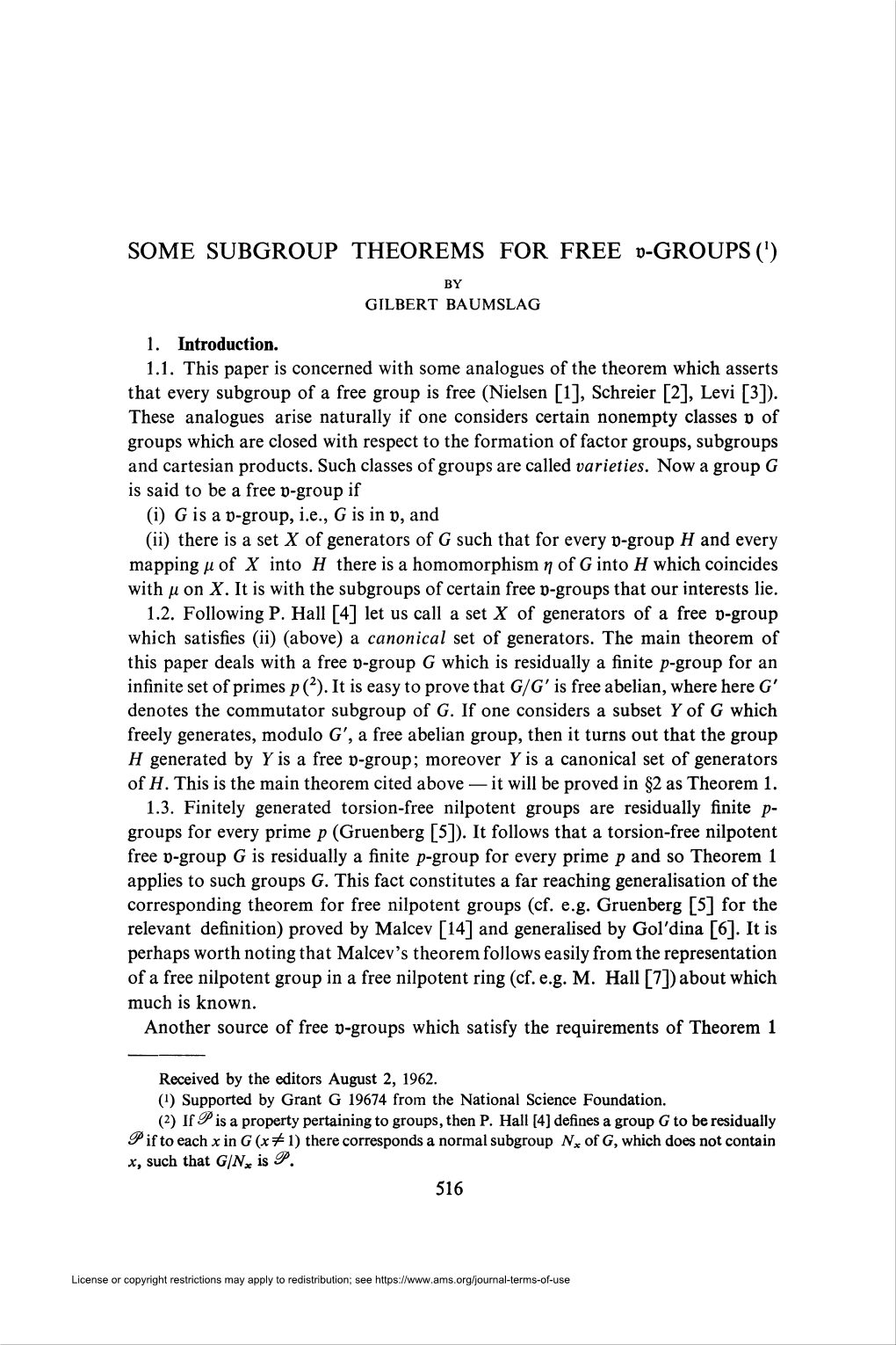 SOME SUBGROUP THEOREMS for FREE N-GROUPS (*)