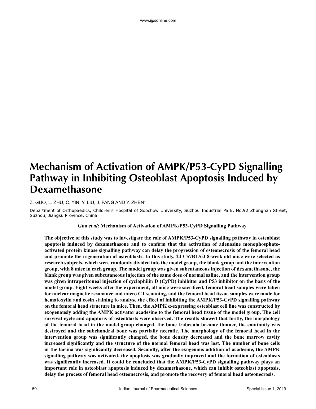 Mechanism of Activation of AMPK/P53-Cypd Signalling Pathway in Inhibiting Osteoblast Apoptosis Induced by Dexamethasone