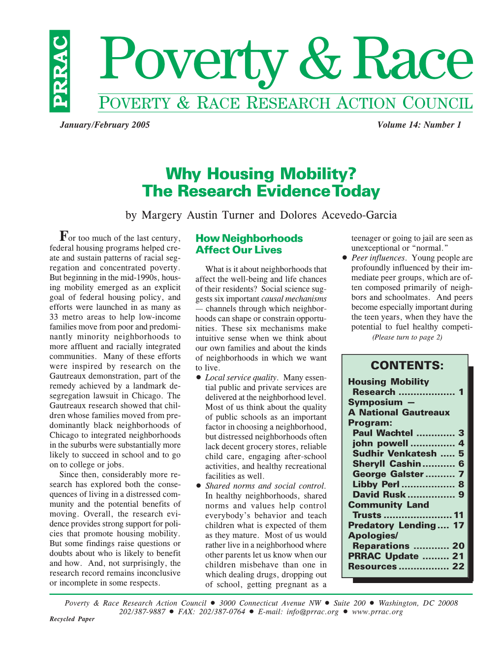 Why Housing Mobility? the Research Evidence Today by Margery Austin Turner and Dolores Acevedo-Garcia