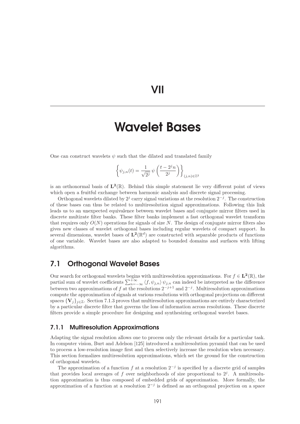 Wavelet Bases