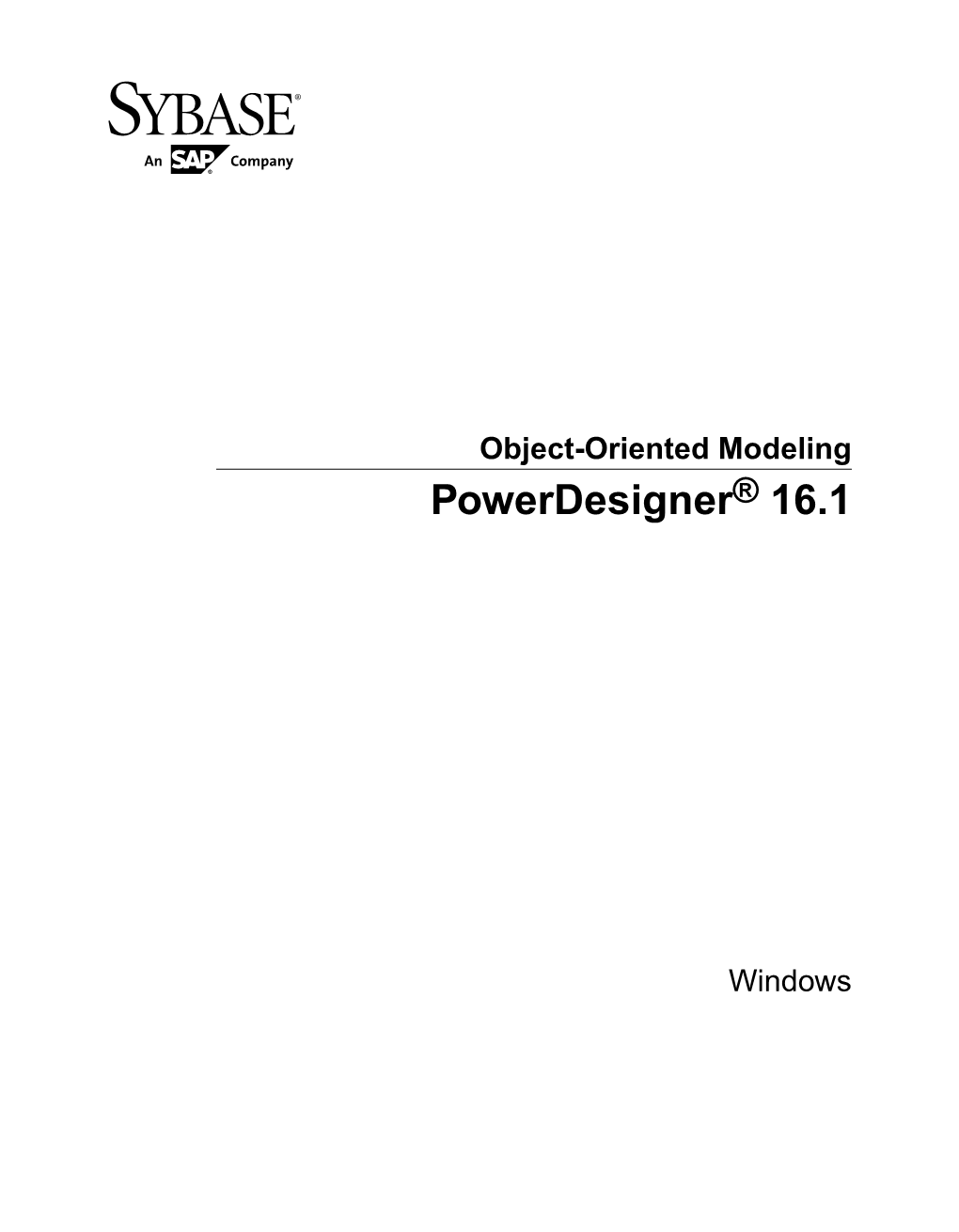 Object-Oriented Modeling Powerdesigner® 16.1